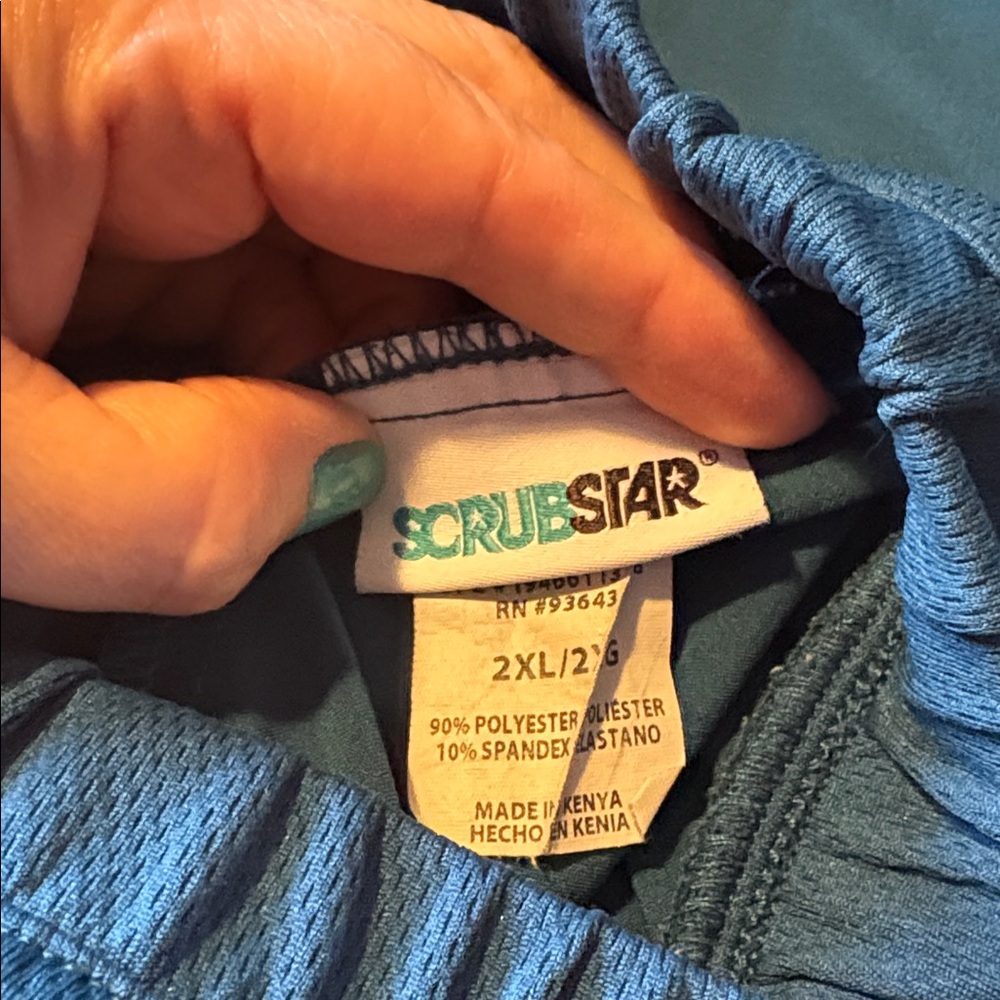 Scrubstar Teal Elastic Waist Pants with drawstring - Picture 2 of 3